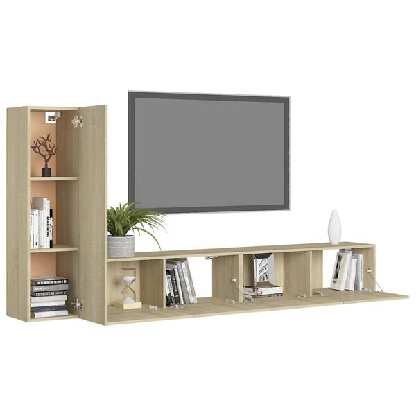 vidaXL Ensemble de meubles TV 3 pcs Ch&ecirc;ne sonoma Bois d'ing&eacute;nierie