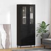 vidaXL Haut Armoire 2 pcs Ch&ecirc;ne noir Bois Agglom&eacute;r&eacute; et Verre