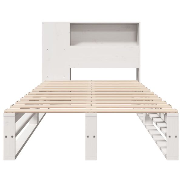 vidaXL Lit biblioth&egrave;que sans matelas blanc 90x200 cm bois massif