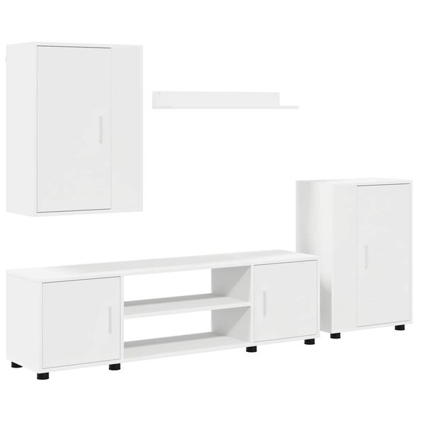 vidaXL Ensemble meuble TV Montage mural 4 pcs Blanc Bois d'ing&eacute;nierie