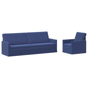 vidaXL Ensemble de Canap&eacute;s 2 pcs Bleu police Velours (V)