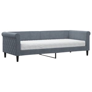 vidaXL Lit de jour avec matelas gris fonc&eacute; 80x200 cm velours