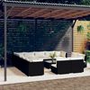vidaXL Salon de jardin 14 pcs avec coussins Noir R&eacute;sine tress&eacute;e