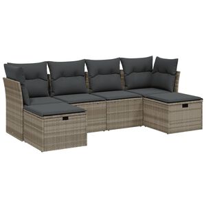 vidaXL Salon de jardin 6 pcs avec coussins gris clair r&eacute;sine tress&eacute;e
