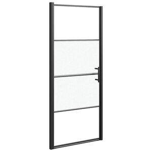 vidaXL Porte de douche 81x195 cm Verre tremp&eacute; demi-d&eacute;poli Noir