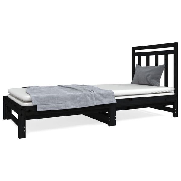 vidaXL Lit coulissant sans matelas noir 2x(90x190) cm