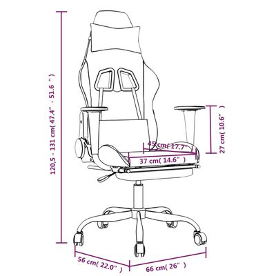 vidaXL Chaise de jeu de massage avec repose-pied Noir&Rouge Similicuir