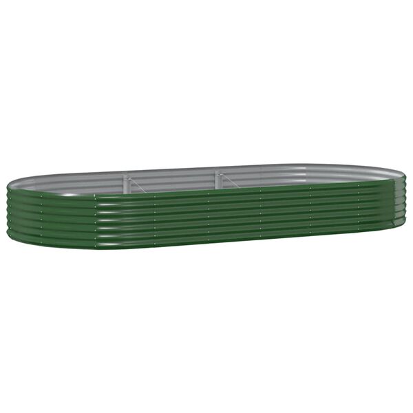 vidaXL Lit sur&eacute;lev&eacute; de jardin Acier galvanis&eacute; 296x140x36cm Vert