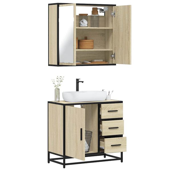 vidaXL Ensemble de meubles de salle de bain 2 pcs ch&ecirc;ne sonoma