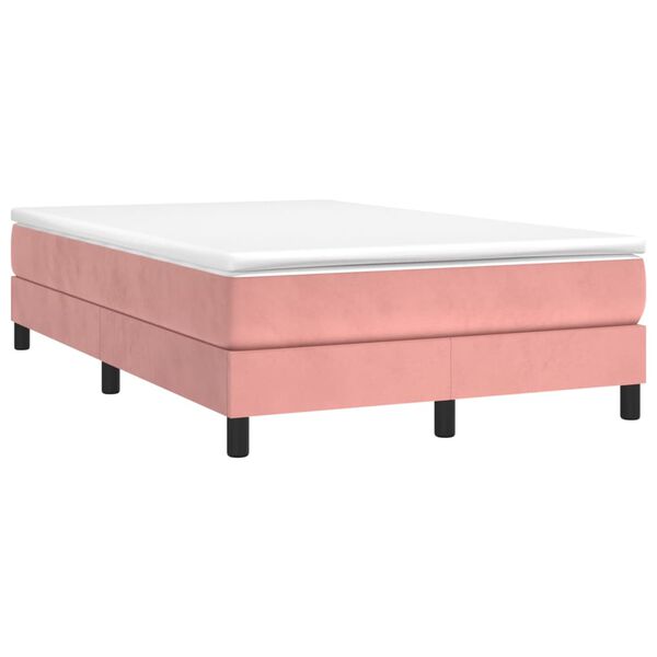 vidaXL Sommier &agrave; lattes de lit avec matelas rose 120x190 cm velours