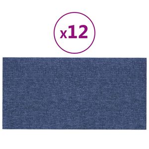vidaXL Panneaux muraux 12 pcs Bleu 30x15 cm Tissu 0,54 m&sup2;