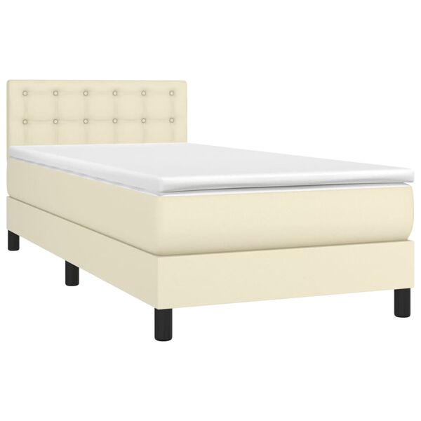 vidaXL Sommier &agrave; lattes de lit avec matelas et LED Cr&egrave;me 90x190cm