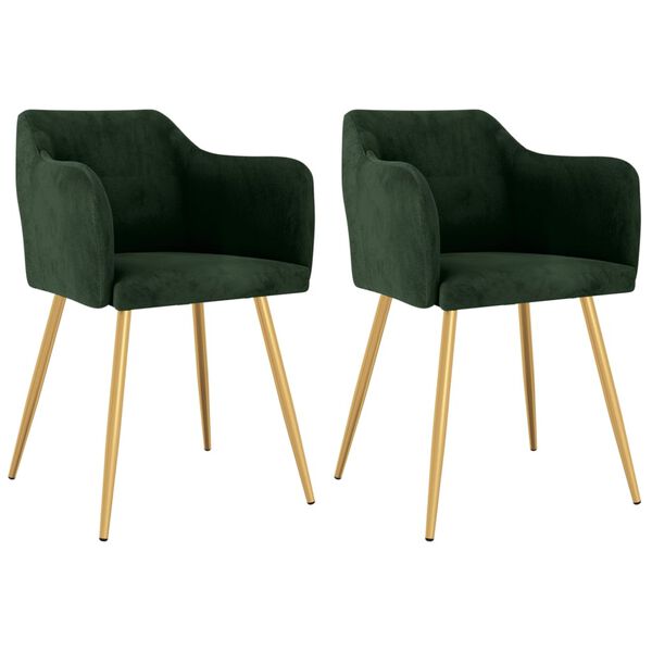 vidaXL Chaises &agrave; manger lot de 2 Vert fonc&eacute; Velours