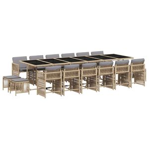 vidaXL Ensemble &agrave; manger de jardin et coussins 17 pcs m&eacute;lange beige