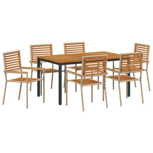 vidaXL Ensemble de salle &agrave; manger pour jardin 7 pcs Beige et Marron