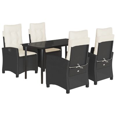 vidaXL Ensemble à manger de jardin coussins 5pcs Noir Résine tressée