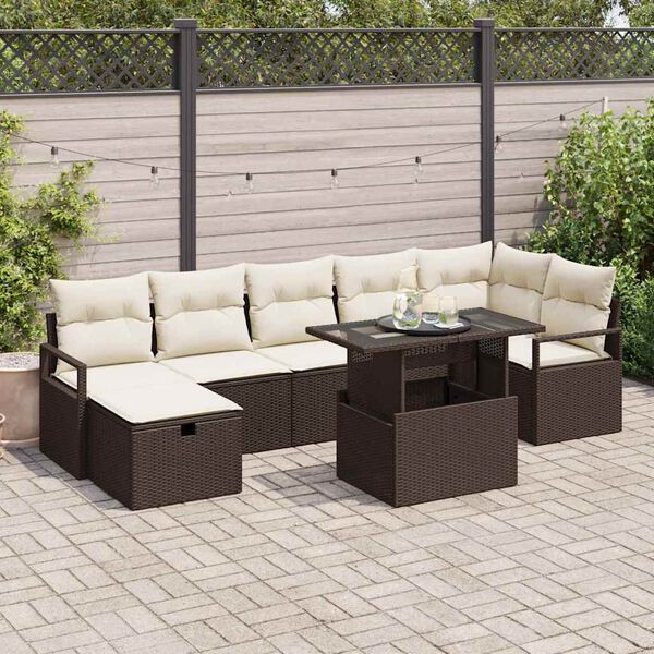 vidaXL Ensemble de canap&eacute; de jardin 8 pcs Marron Poly rotin