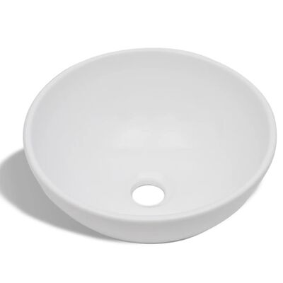 vidaXL Lavabo de salle de bain avec mitigeur Céramique Rond Blanc