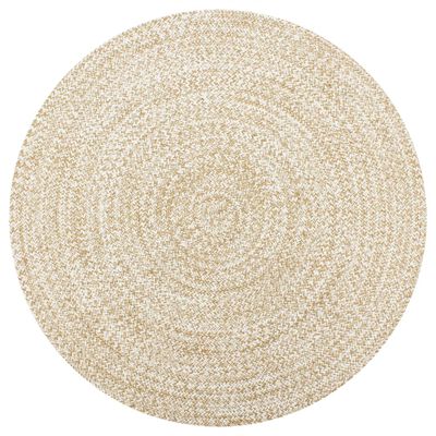 vidaXL Tapis fait à la main Jute Blanc et naturel 150 cm