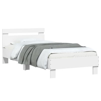 vidaXL Cadre de lit avec tête de lit blanc 90x190 cm bois d'ingénierie