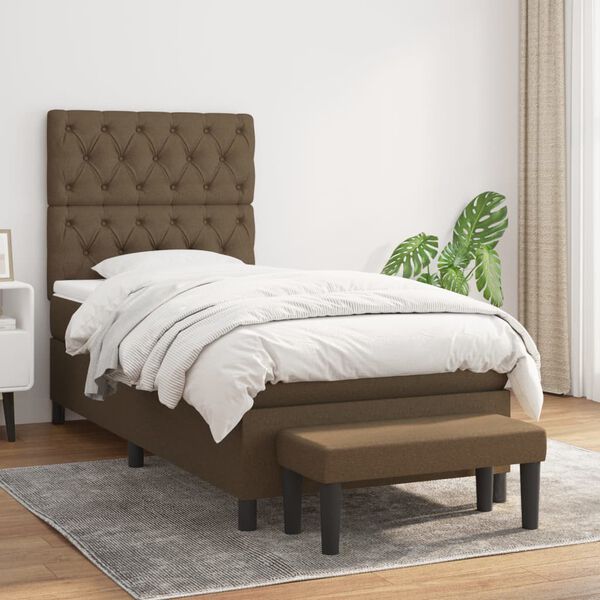 vidaXL Sommier &agrave; lattes de lit avec matelas Marron fonc&eacute; 80x200 cm