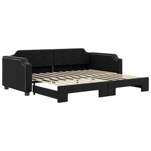 vidaXL Lit de jour avec gigogne sans matelas noir 100x200 cm