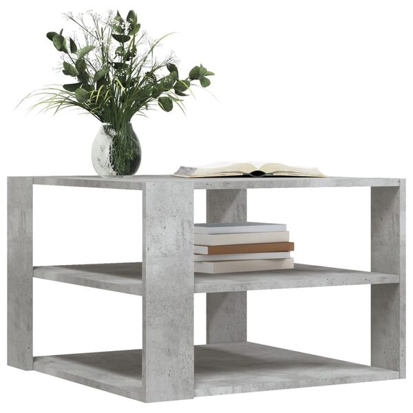 vidaXL Table basse gris béton 58x58x40 cm bois d'ingénierie