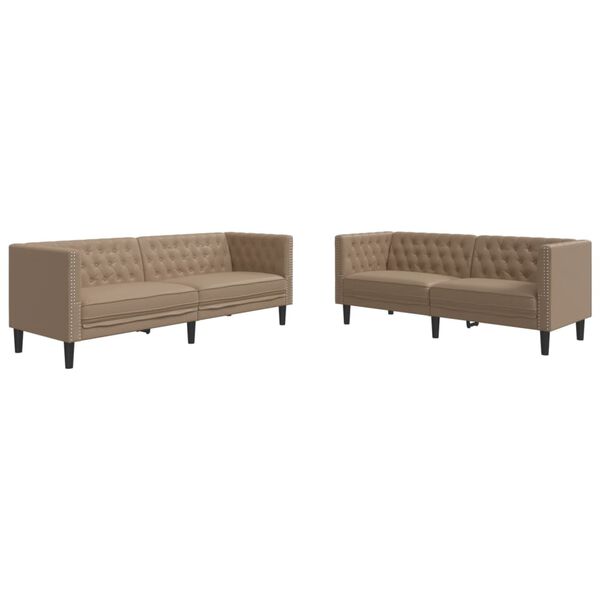 vidaXL Ensemble de canapé Chesterfield 2 pcs cappuccino similicuir