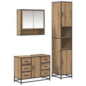 vidaXL Ensemble de mobilier de salle de bain 3 pcs Ch&ecirc;ne artisanal