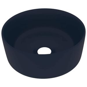 vidaXL Lavabo rond de luxe Bleu fonc&eacute; mat 40x15 cm C&eacute;ramique