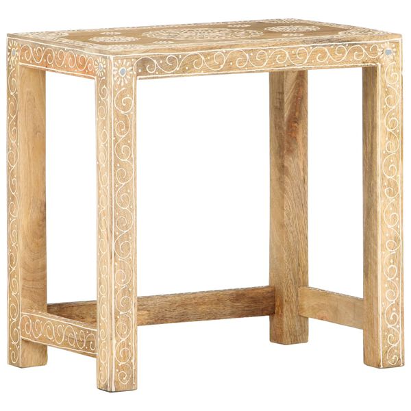 vidaXL Tables d'appoint peintes &agrave; la main 2pcs Bois de Manguier solide