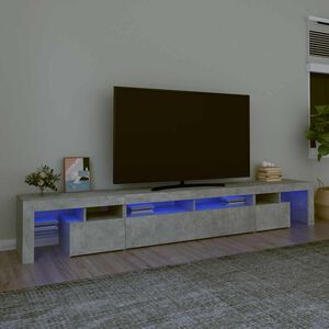 vidaXL Meuble TV avec lumi&egrave;res LED Gris b&eacute;ton 260x36,5x40 cm