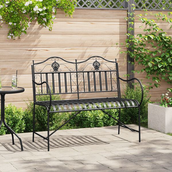 vidaXL Banc de jardin Noir 103,5 x 59 x 89 cm Acier