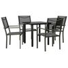 vidaXL Ensemble &agrave; manger de jardin 5 pcs noir textil&egrave;ne et acier