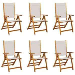 vidaXL Chaises pliables de jardin lot de 6 bois d'acacia et textil&egrave;ne