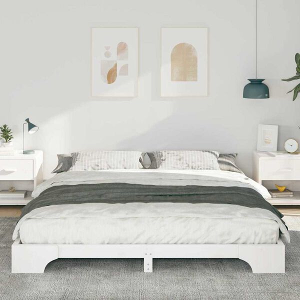 vidaXL Cadre de lit Blanc 180 x 210 cm Pin massif