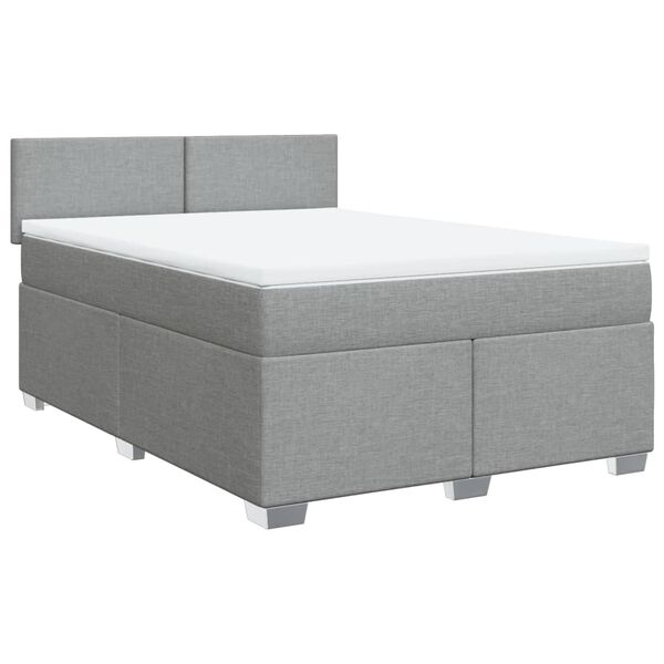 vidaXL Sommier &agrave; lattes de lit avec matelas Gris clair 140x200cm Tissu