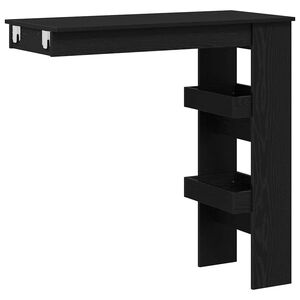 vidaXL Table de Bar Murale avec &eacute;tag&egrave;re Ch&ecirc;ne noir 102 x 45 x 103,5 cm