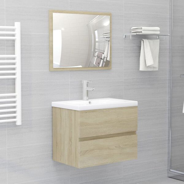 vidaXL Meubles de salle de bain ch&ecirc;ne sonoma bois d'ing&eacute;nierie