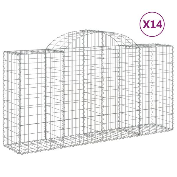 vidaXL Paniers à gabions arqués 14 pcs 200x50x100/120 cm fer galvanisé