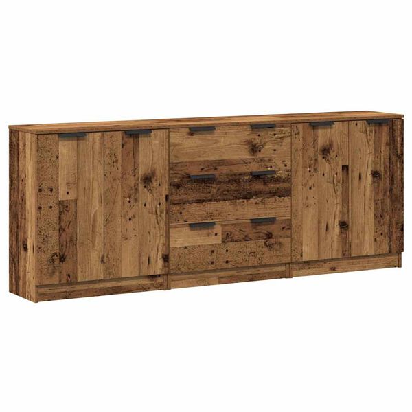 vidaXL Buffets 3 pcs vieux bois 60x30x70 cm bois d'ing&eacute;nierie