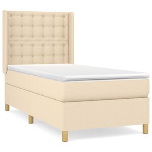 vidaXL Sommier &agrave; lattes de lit avec matelas Cr&egrave;me 80x200 cm Tissu