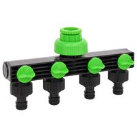 vidaXL Adaptateur de robinet à 4 voies vert/noir 19,5x6x11 cm ABS & PP