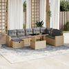 vidaXL Salon de jardin avec coussins 9 pcs beige r&eacute;sine tress&eacute;e