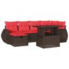 vidaXL Ensemble de canap&eacute; de jardin 7 pcs avec coussins marron r&eacute;sine tress&eacute;e