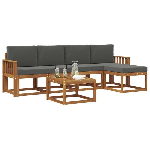 vidaXL Ensemble de canap&eacute;s d'ext&eacute;rieur 6 pcs Naturel et Anthracite