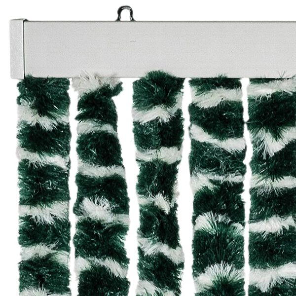 vidaXL Rideau anti-mouches vert et blanc 100x200 cm chenille