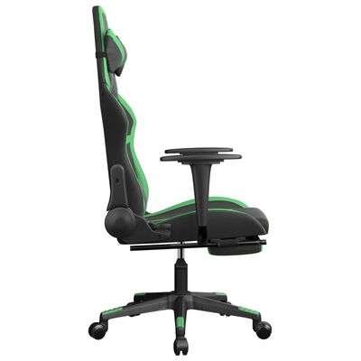 vidaXL Chaise de jeu de massage avec repose-pied Noir&Vert Similicuir