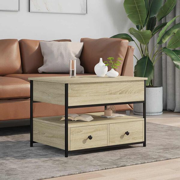 vidaXL Table basse chêne sonoma 70x50x50 cm bois d'ingénierie et métal