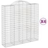 vidaXL Paniers &agrave; gabions arqu&eacute;s 4 pcs 200x50x200/220 cm Fer galvanis&eacute;